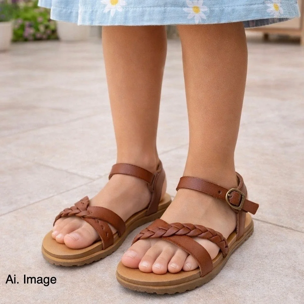 Blowfish Malibu Kids 11 Brown Braided Strap Sandals Boho Beach Summer Resort Fun